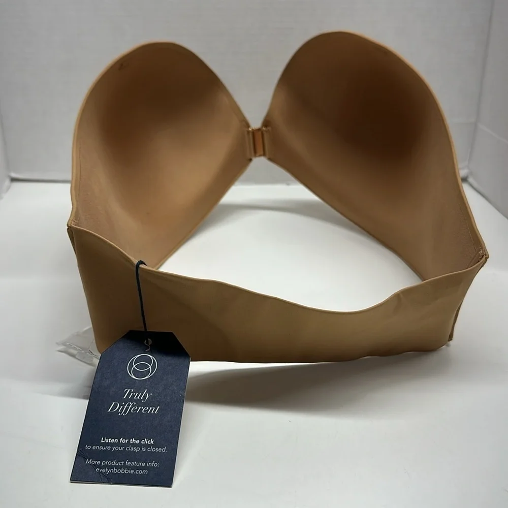 Evelyn Bobby Bra Front Closure Strapless Convertible Straps Nude Tan New 38DD